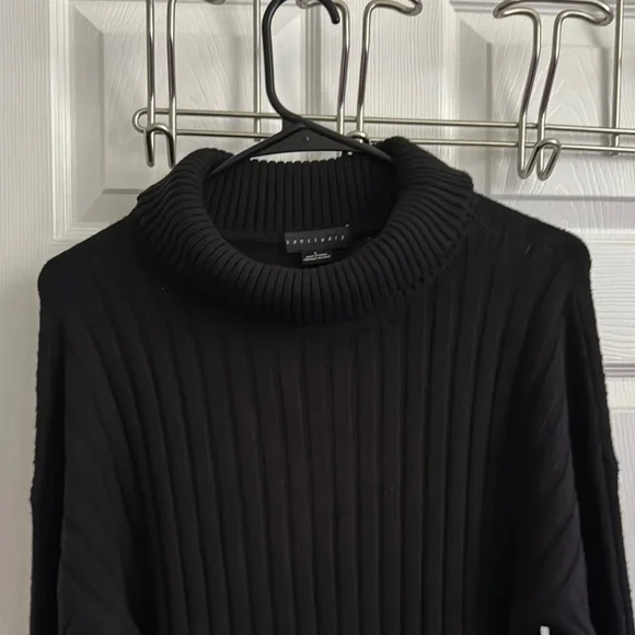 Black Ribbed Turtleneck Sweater Dress - Picture 4 of 4